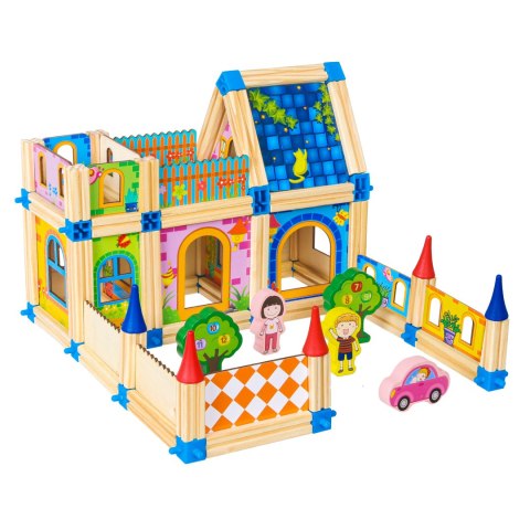 Drewniane klocki konstrukcyjne budowanie domek 6w1 ECOTOYS Drewniane klocki konstrukcyjne budowanie domek 6w1 ECOTOYS