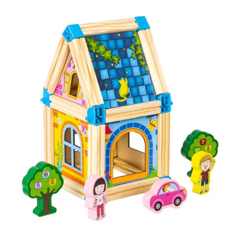 Drewniane klocki konstrukcyjne budowanie domek 6w1 ECOTOYS Drewniane klocki konstrukcyjne budowanie domek 6w1 ECOTOYS