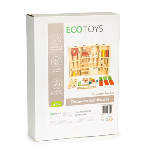 Drewniane narzędzia w skrzynce warsztat zestaw XXL ECOTOYS Drewniane narzędzia w skrzynce warsztat zestaw XXL ECOTOYS