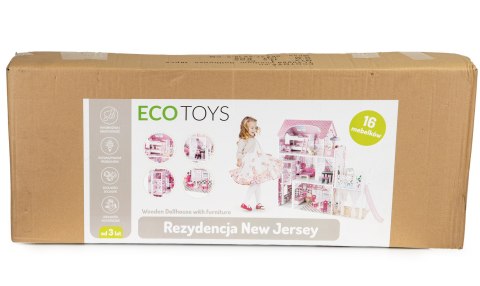 Drewniany domek dla lalek z windą XXL zjeżdżalnia ECOTOYS Drewniany domek dla lalek z windą XXL zjeżdżalnia ECOTOYS