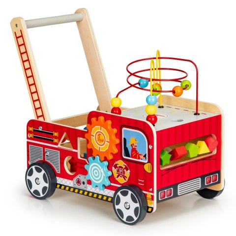Drewniany pchacz edukacyjny z klockami dla dzieci - Straż Pożarna ECOTOYS Drewniany pchacz edukacyjny z klockami dla dzieci - Straż Pożarna ECOTOYS