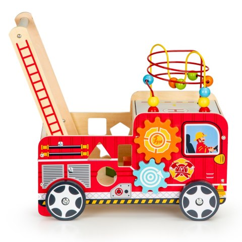 Drewniany pchacz edukacyjny z klockami dla dzieci - Straż Pożarna ECOTOYS Drewniany pchacz edukacyjny z klockami dla dzieci - Straż Pożarna ECOTOYS