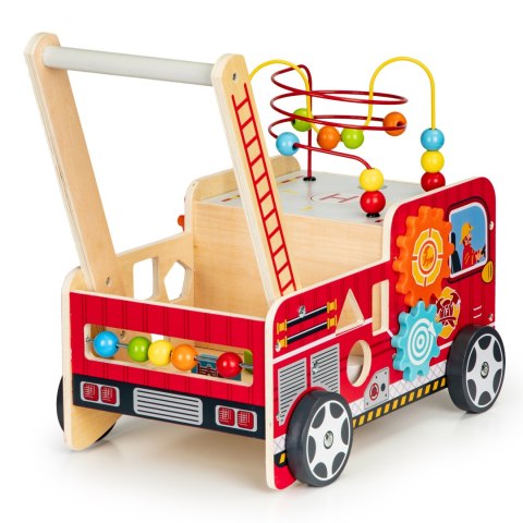 Drewniany pchacz edukacyjny z klockami dla dzieci - Straż Pożarna ECOTOYS Drewniany pchacz edukacyjny z klockami dla dzieci - Straż Pożarna ECOTOYS