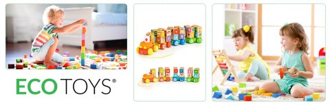 Drewniany pociąg duże klocki edukacyjne alfabet ECOTOYS Drewniany pociąg duże klocki edukacyjne alfabet ECOTOYS