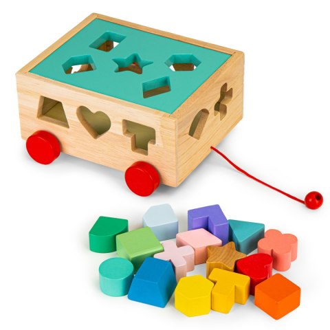 Drewniany wózek sorter z klockami - kostka edukacyjna dla dzieci ECOTOYS Drewniany wózek sorter z klockami - kostka edukacyjna dla dzieci ECOTOYS