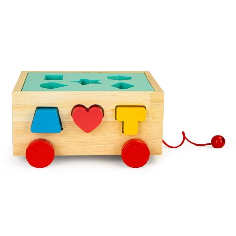Drewniany wózek sorter z klockami - kostka edukacyjna dla dzieci ECOTOYS Drewniany wózek sorter z klockami - kostka edukacyjna dla dzieci ECOTOYS