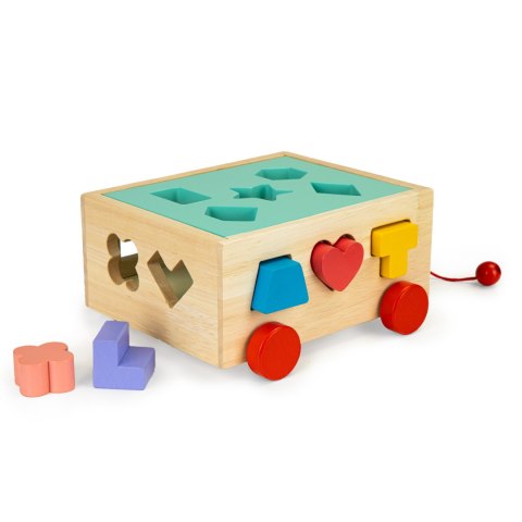 Drewniany wózek sorter z klockami - kostka edukacyjna dla dzieci ECOTOYS Drewniany wózek sorter z klockami - kostka edukacyjna dla dzieci ECOTOYS