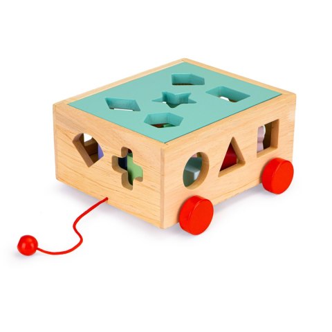 Drewniany wózek sorter z klockami - kostka edukacyjna dla dzieci ECOTOYS Drewniany wózek sorter z klockami - kostka edukacyjna dla dzieci ECOTOYS