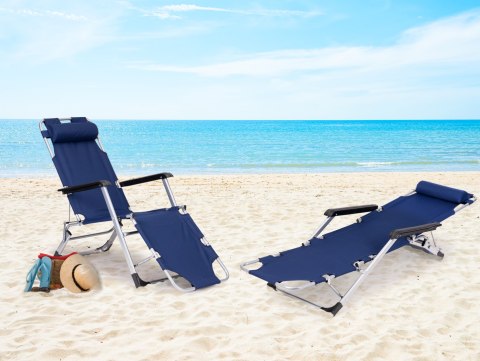 Leżak fotel ogrodowy plażowy składany 2w1 leżanka niebieski MultiGarden Leżak fotel ogrodowy plażowy składany 2w1 leżanka niebieski MultiGarden