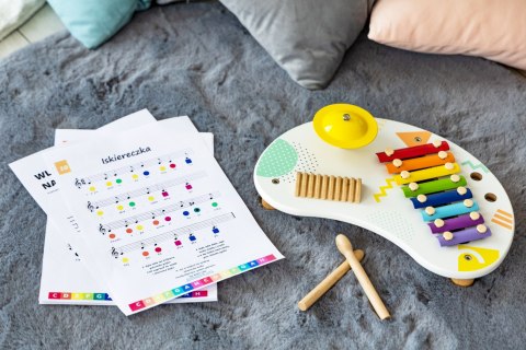 Stolik z instrumentami stół muzyczny cymbałki +18m ECOTOYS Stolik z instrumentami stół muzyczny cymbałki +18m ECOTOYS