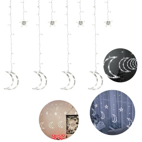 Lampki księżyce gwiazdki świąteczne światełka kurtyna 96LED Lampki księżyce gwiazdki świąteczne światełka kurtyna 96LED
