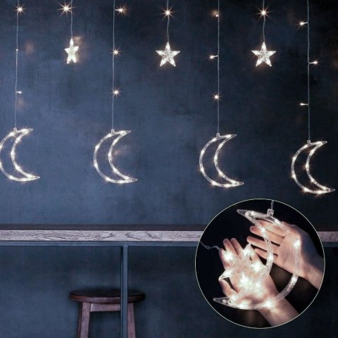 Lampki księżyce gwiazdki świąteczne światełka kurtyna 96LED Lampki księżyce gwiazdki świąteczne światełka kurtyna 96LED