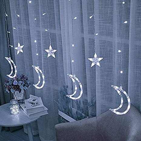 Lampki księżyce gwiazdki świąteczne światełka kurtyna 96LED Lampki księżyce gwiazdki świąteczne światełka kurtyna 96LED