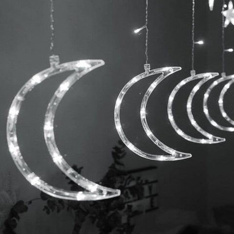 Lampki księżyce gwiazdki świąteczne światełka kurtyna 96LED Lampki księżyce gwiazdki świąteczne światełka kurtyna 96LED