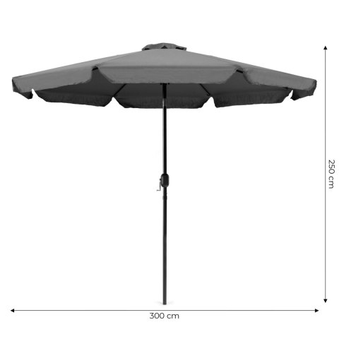 Parasol ogrodowy duży 3 m skośny łamany z korbą szary MultiGarden Parasol ogrodowy duży 3 m skośny łamany z korbą szary MultiGarden