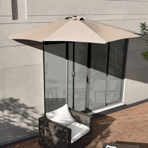 Parasol ogrodowy pół-parasol ścienny na taras 2,7 m beżowy MultiGarden Parasol ogrodowy pół-parasol ścienny na taras 2,7 m beżowy MultiGarden
