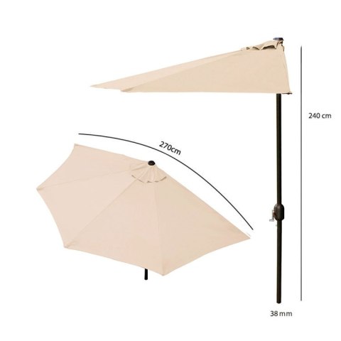 Parasol ogrodowy pół-parasol ścienny na taras 2,7 m beżowy MultiGarden Parasol ogrodowy pół-parasol ścienny na taras 2,7 m beżowy MultiGarden