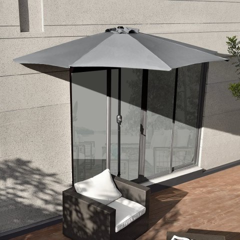 Parasol ogrodowy pół-parasol ścienny na taras 2,7 m szary MultiGarden Parasol ogrodowy pół-parasol ścienny na taras 2,7 m szary MultiGarden