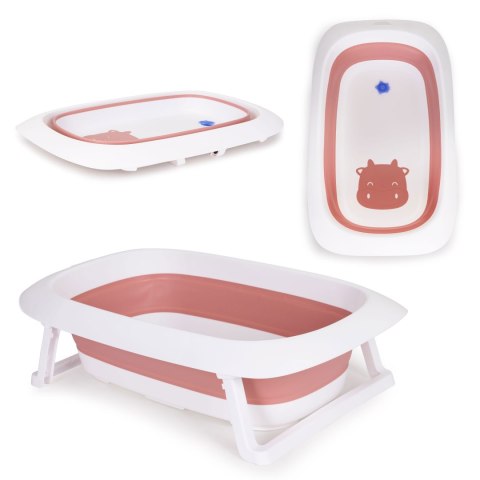 Wanienka dla dzieci wanna różowa składana z odpływem - Krówka ECOTOYS Wanienka dla dzieci wanna różowa składana z odpływem - Krówka ECOTOYS