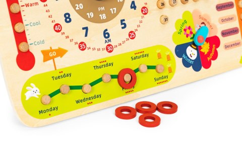 Drewniana tablica manipulacyjna dla dzieci kalendarz zegar ECOTOYS Drewniana tablica manipulacyjna dla dzieci kalendarz zegar ECOTOYS