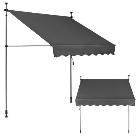 Markiza przeciwsłoneczna balkonowa 200x120 cm regulacja wysokości wodoodporna korbka ręczna szara MultiGarden Markiza przeciwsłoneczna balkonowa 200x120 cm regulacja wysokości wodoodporna korbka ręczna szara MultiGarden