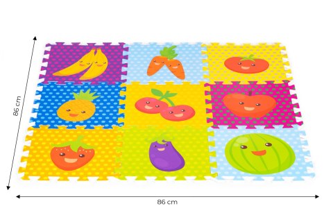 Mata piankowa dla dzieci owoce puzzle 9 elementów 86x86cm IPLAY Mata piankowa dla dzieci owoce puzzle 9 elementów 86x86cm IPLAY