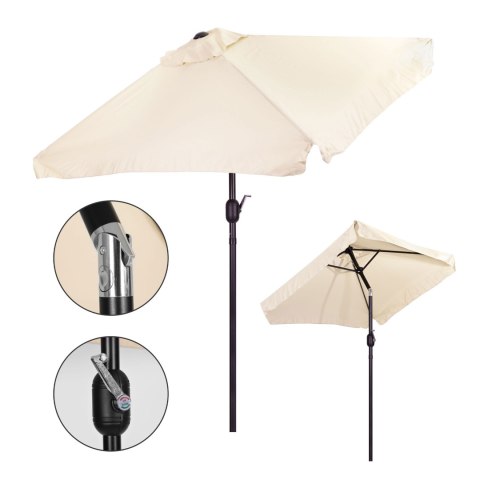 Prostokątny duży parasol ogrodowy skośny łamany z korbą beżowy 200x140 cm MultiGarden Prostokątny duży parasol ogrodowy skośny łamany z korbą beżowy 200x140 cm MultiGarden