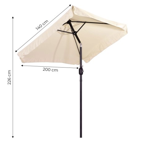 Prostokątny duży parasol ogrodowy skośny łamany z korbą beżowy 200x140 cm MultiGarden Prostokątny duży parasol ogrodowy skośny łamany z korbą beżowy 200x140 cm MultiGarden