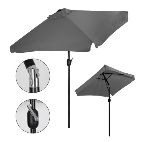 Prostokątny duży parasol ogrodowy skośny łamany z korbą szary 200x140 cm MultiGarden Prostokątny duży parasol ogrodowy skośny łamany z korbą szary 200x140 cm MultiGarden