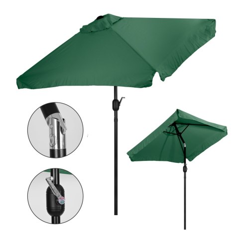 Prostokątny duży parasol ogrodowy skośny łamany z korbą zielony 200x140 cm MultiGarden Prostokątny duży parasol ogrodowy skośny łamany z korbą zielony 200x140 cm MultiGarden
