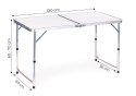Stolik turystyczny stół składany kemping biały blat 120x60 cm MultiGarden