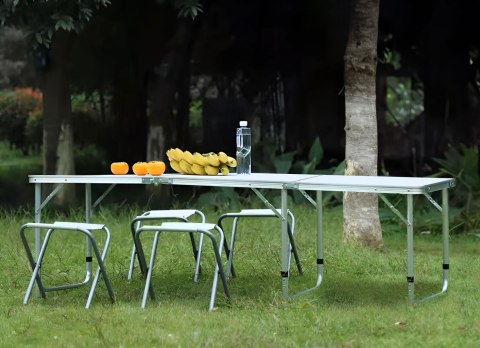 Stolik turystyczny stół składany kemping biały blat 180x60 cm MultiGarden Stolik turystyczny stół składany kemping biały blat 180x60 cm MultiGarden