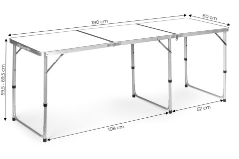 Stolik turystyczny stół składany kemping biały blat 180x60 cm MultiGarden Stolik turystyczny stół składany kemping biały blat 180x60 cm MultiGarden