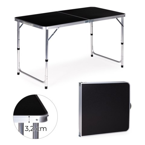 Stolik turystyczny stół składany kemping czarny blat 120x60 cm MultiGarden Stolik turystyczny stół składany kemping czarny blat 120x60 cm MultiGarden