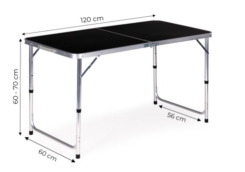 Stolik turystyczny stół składany kemping czarny blat 120x60 cm MultiGarden Stolik turystyczny stół składany kemping czarny blat 120x60 cm MultiGarden