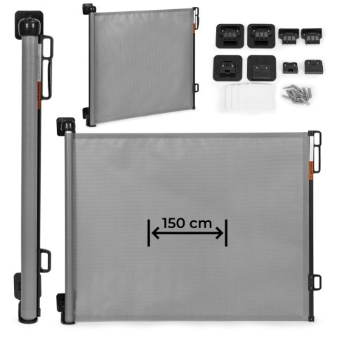 Bramka barierka roleta 150 cm ochronna zabezpieczająca na schody i drzwi - szara ECOTOYS Bramka barierka roleta 150 cm ochronna zabezpieczająca na schody i drzwi - szara ECOTOYS
