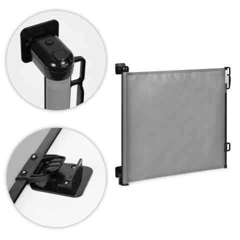 Bramka barierka roleta 150 cm ochronna zabezpieczająca na schody i drzwi - szara ECOTOYS Bramka barierka roleta 150 cm ochronna zabezpieczająca na schody i drzwi - szara ECOTOYS