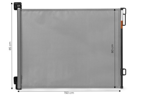 Bramka barierka roleta 150 cm ochronna zabezpieczająca na schody i drzwi - szara ECOTOYS Bramka barierka roleta 150 cm ochronna zabezpieczająca na schody i drzwi - szara ECOTOYS