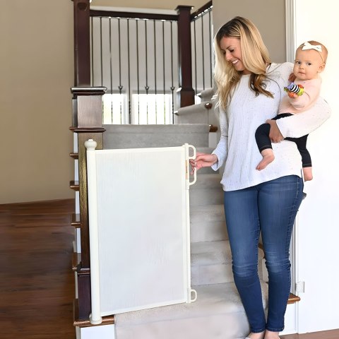 Bramka barierka roleta 180 cm ochronna zabezpieczająca na schody i drzwi - beżowa ECOTOYS Bramka barierka roleta 180 cm ochronna zabezpieczająca na schody i drzwi - beżowa ECOTOYS