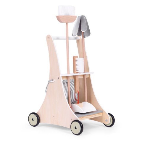 Drewniany zestaw do sprzątania wózek ECOTOYS Drewniany zestaw do sprzątania wózek ECOTOYS