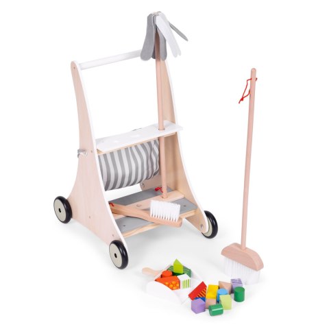 Drewniany zestaw do sprzątania wózek ECOTOYS Drewniany zestaw do sprzątania wózek ECOTOYS