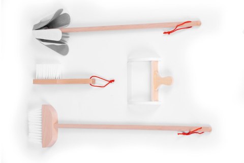 Drewniany zestaw do sprzątania wózek ECOTOYS Drewniany zestaw do sprzątania wózek ECOTOYS