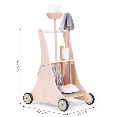 Drewniany zestaw do sprzątania wózek ECOTOYS Drewniany zestaw do sprzątania wózek ECOTOYS