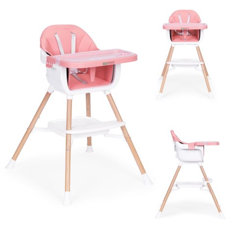 Fotelik krzesełko do karmienia dzieci 2w1 różowy ECOTOYS Fotelik krzesełko do karmienia dzieci 2w1 różowy ECOTOYS