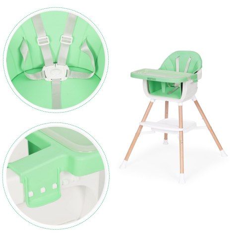 Fotelik krzesełko do karmienia dzieci 2w1 zielony ECOTOYS Fotelik krzesełko do karmienia dzieci 2w1 zielony ECOTOYS