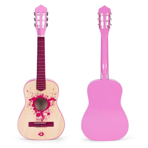 Gitara dla dzieci różowa duża - 34` drewniana 6 strun metalowe i nylonowe ECOTOYS Gitara dla dzieci różowa duża - 34` drewniana 6 strun metalowe i nylonowe ECOTOYS