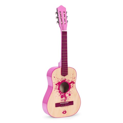 Gitara dla dzieci różowa duża - 34` drewniana 6 strun metalowe i nylonowe ECOTOYS Gitara dla dzieci różowa duża - 34` drewniana 6 strun metalowe i nylonowe ECOTOYS