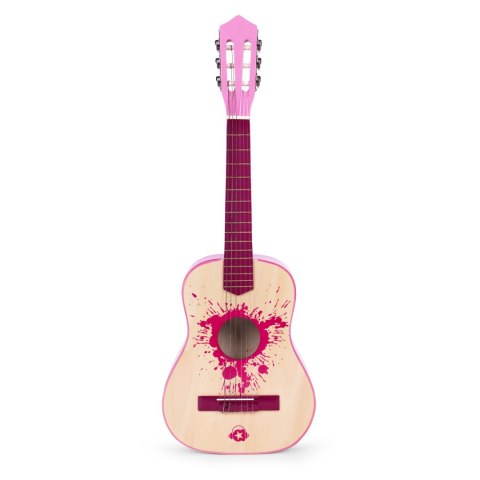 Gitara dla dzieci różowa duża - 34` drewniana 6 strun metalowe i nylonowe ECOTOYS Gitara dla dzieci różowa duża - 34` drewniana 6 strun metalowe i nylonowe ECOTOYS