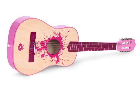Gitara dla dzieci różowa duża - 34` drewniana 6 strun metalowe i nylonowe ECOTOYS Gitara dla dzieci różowa duża - 34` drewniana 6 strun metalowe i nylonowe ECOTOYS