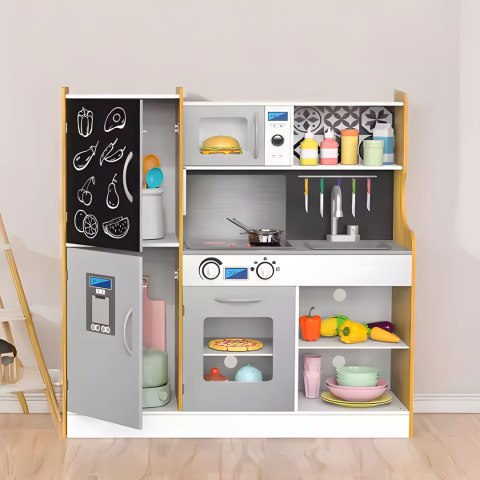 Kuchnia dla dzieci z dźwiękiem i LED tablica kredowa metalowe akcesoria MDF +3 lata ECOTOYS Kuchnia dla dzieci z dźwiękiem i LED tablica kredowa metalowe akcesoria MDF +3 lata ECOTOYS